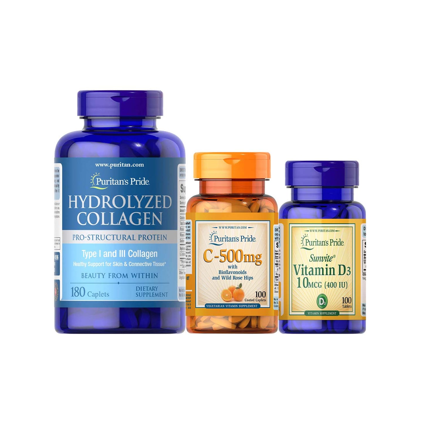 Hydrolyzed Collagen 1000mg + Vitamin C-500 mg + Vitamin D3 400iu Puritan's Pride