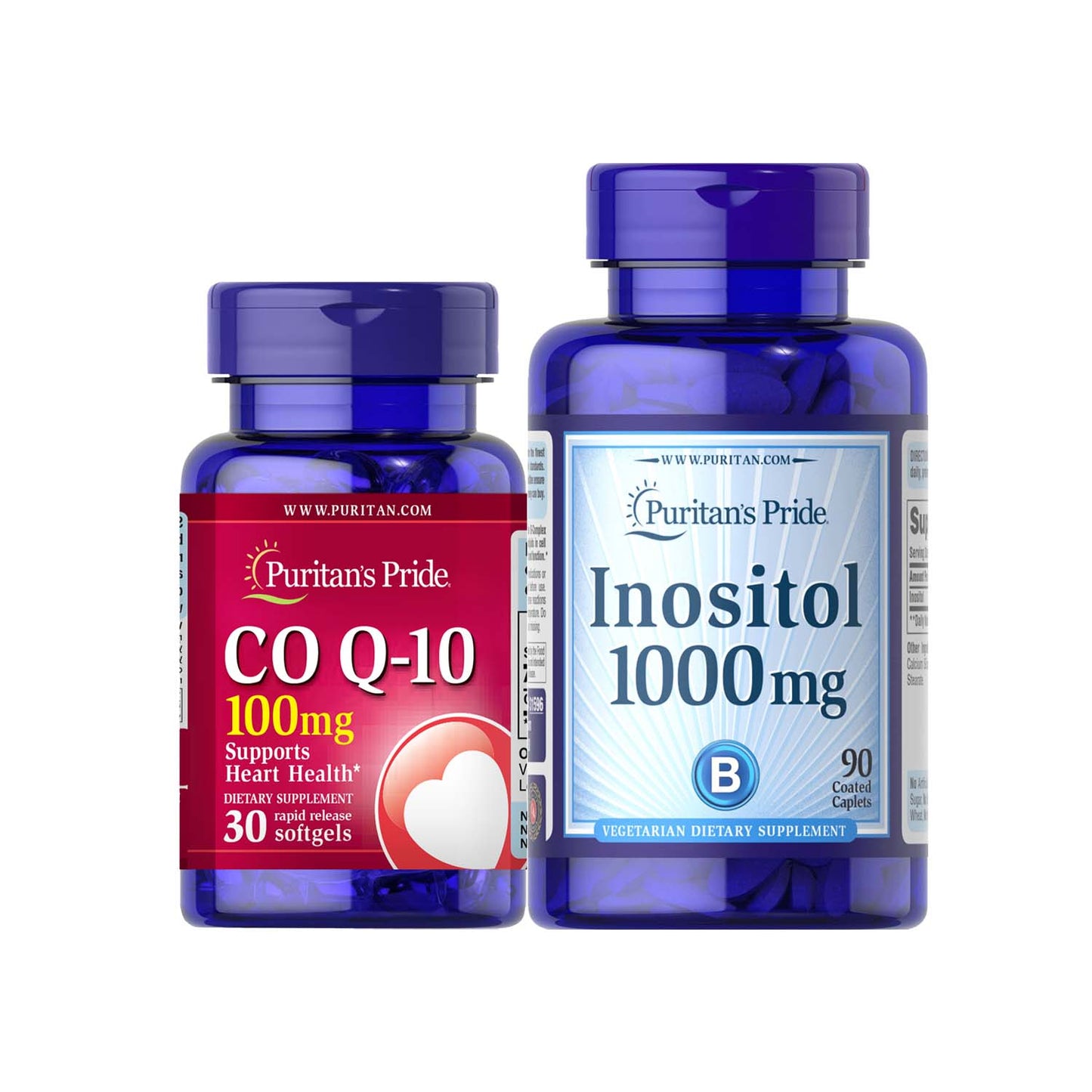 CoQ10 Q-Sorb 100mg 30 softgels + Inositol 1000mg 90 caplets Puritan's Pride PCOS