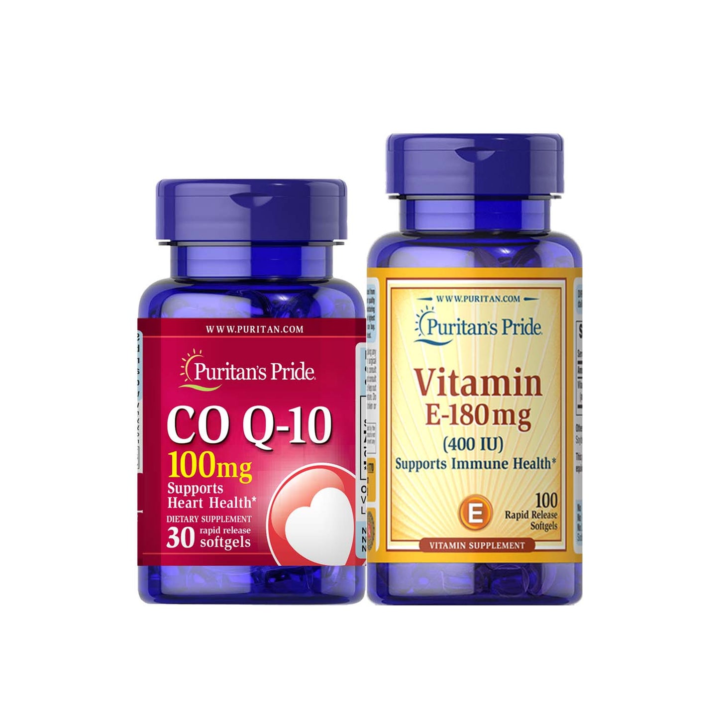 Co Q-10 100 mg 30 softgels + Vitamin E Synthetic 400iu Puritan's Pride PCOS