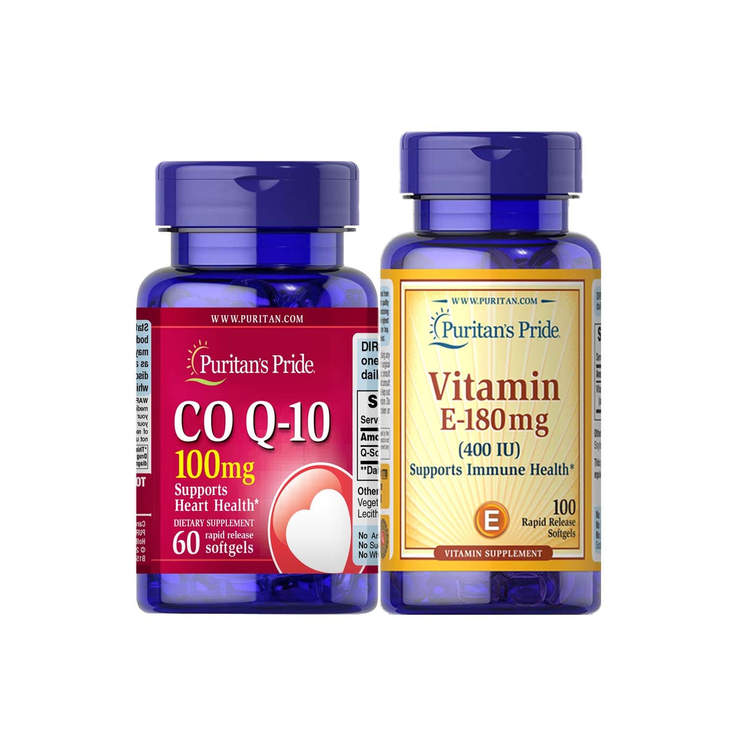 CoQ10 Q-Sorb 100mg 60 softgels + Vitamin E Synthetic 400iu Puritan's Pride PCOS