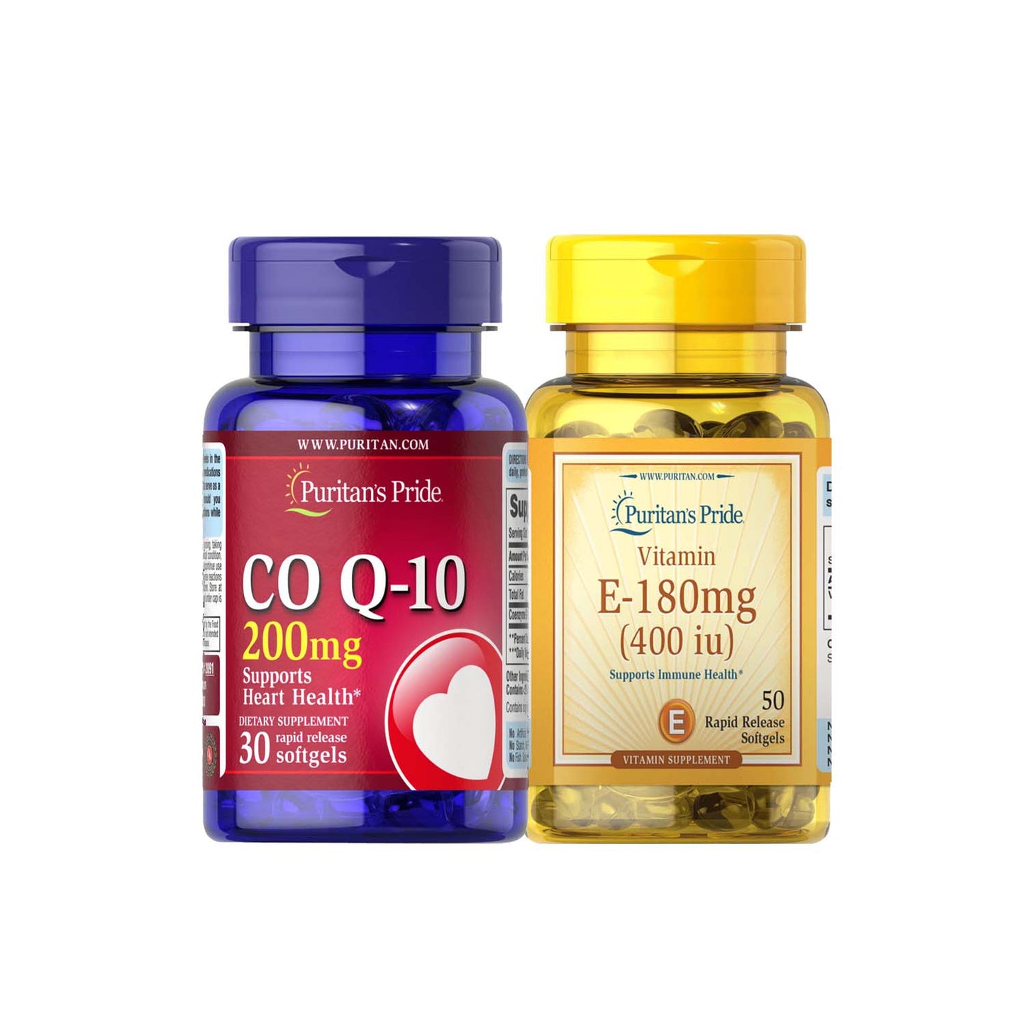 Co Q-10 200 mg 30 softgels + Vitamin E Synthetic 400 IU 50 Softgels Puritan's Pride PCOS