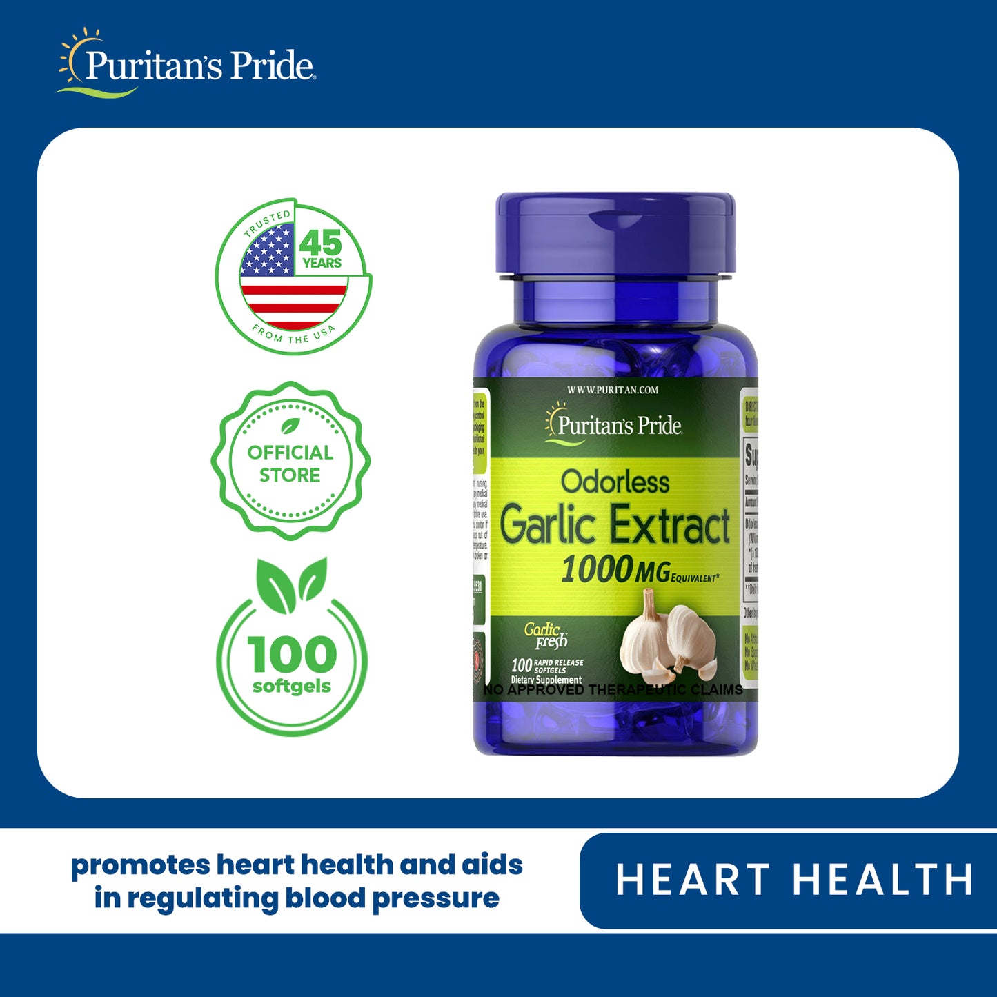 Garlic Odorless 1000 mg 100 softgels