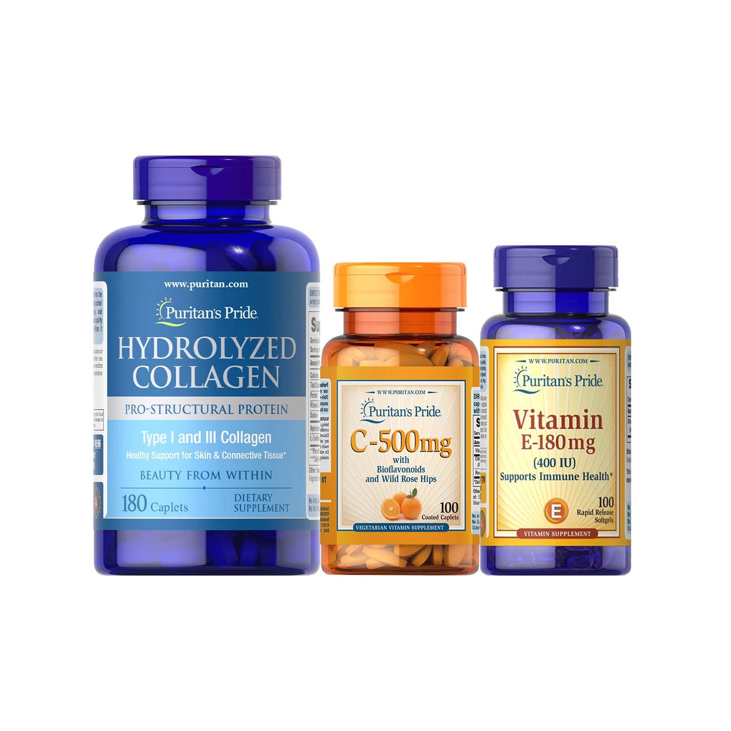 Hydrolyzed Collagen 1000mg + Vitamin C-500 mg + Vitamin E Synthetic 400iu Puritan's Pride