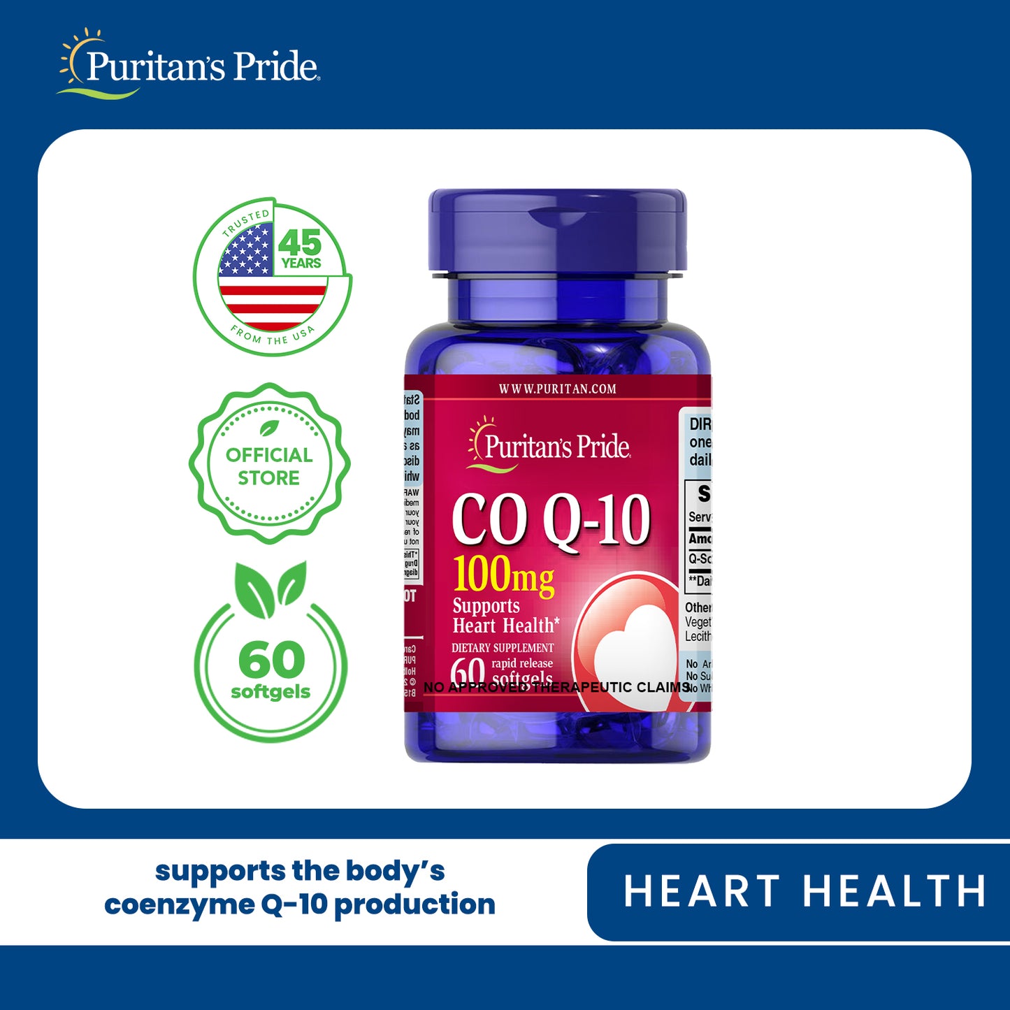 CoQ10 Q-Sorb 100mg 60 softgels Puritan's Pride