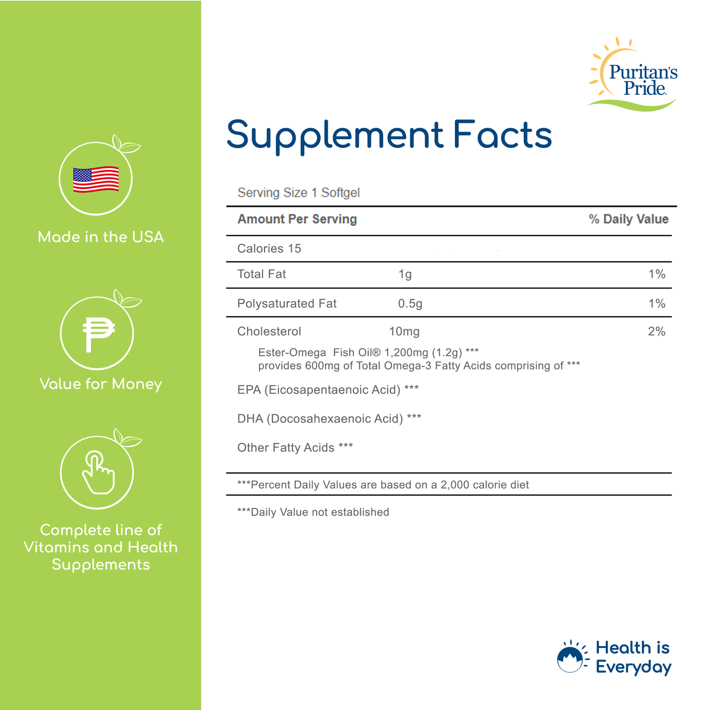 Fish Oil Omega 3 Double Strength 1200mg 90 softgels Puritan's Pride