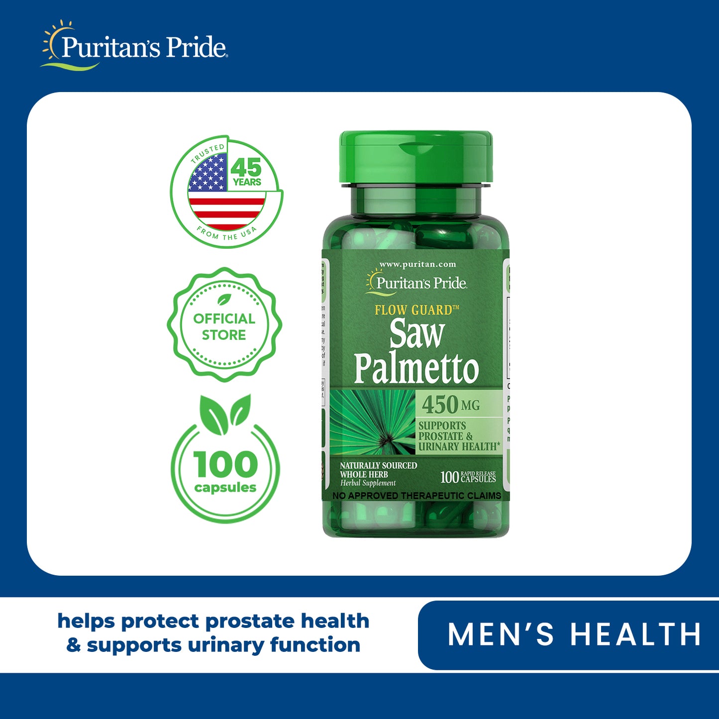 Saw Palmetto 450 mg 100 capsules