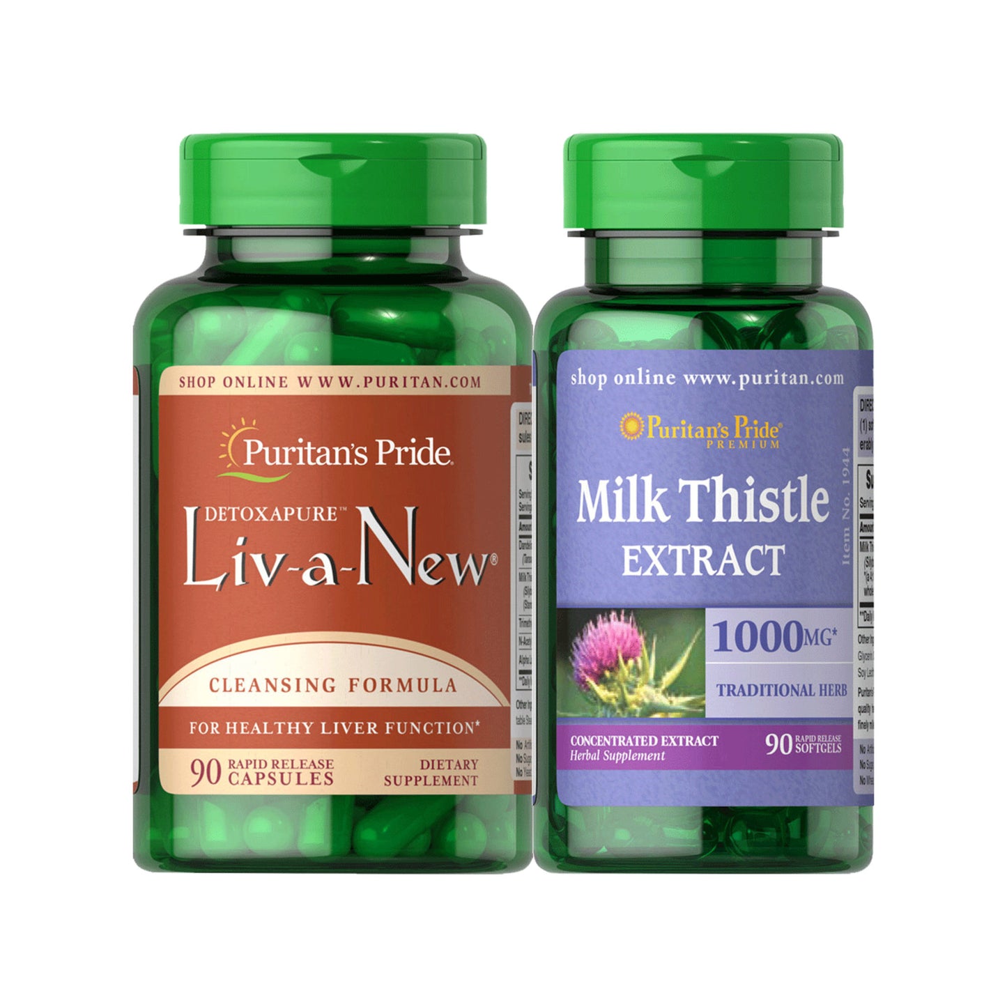 Liver Health Pack Liv-a-New® Liver Detox Supplement and Milk Thistle Silymarin 4:1 Extract 1000 mg