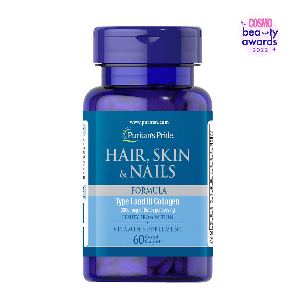 Hair Skin Nails Formula 60 caplets with Biotin Collagen Puritan's Pride